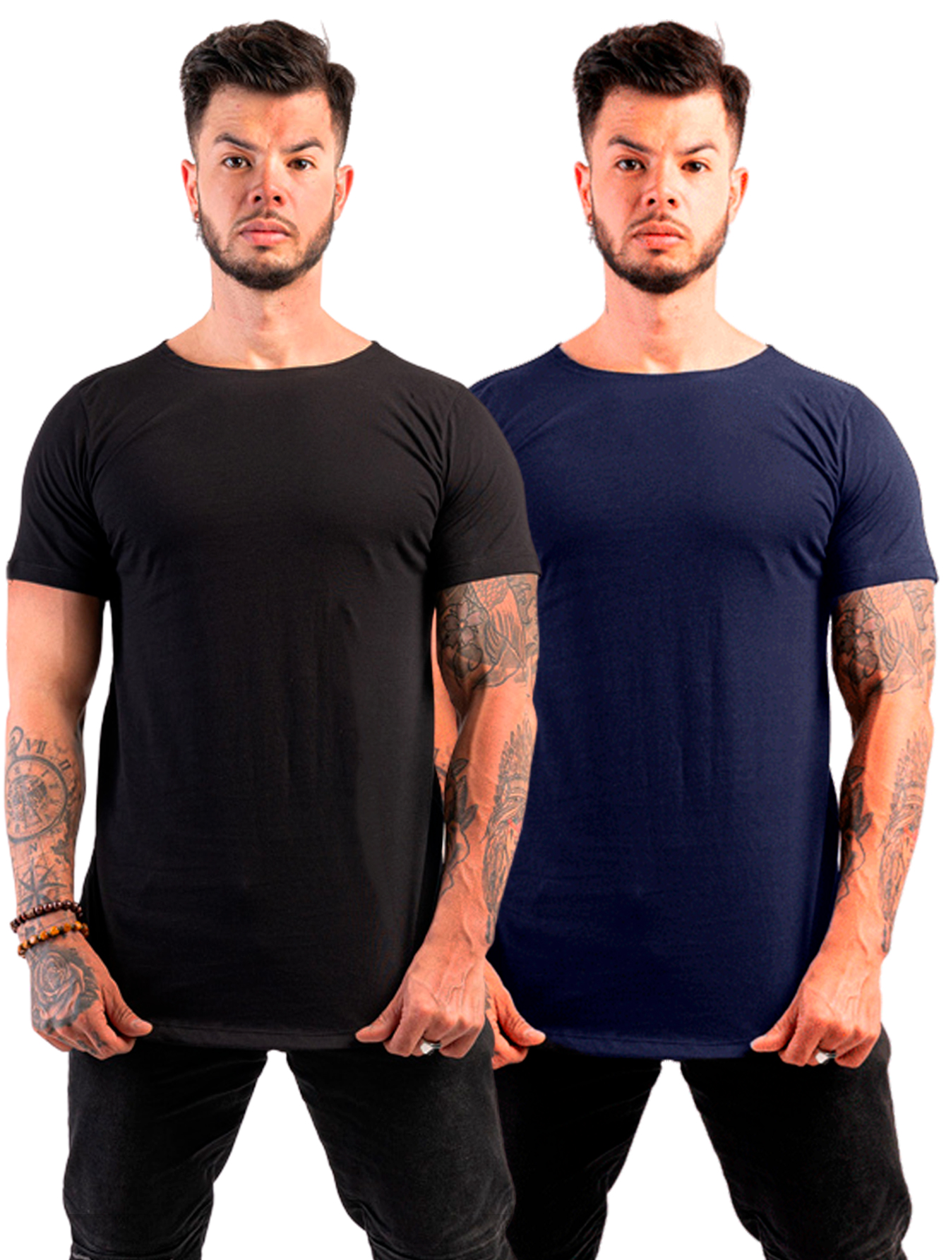 Kit 2 Camisetas Longline Lisas