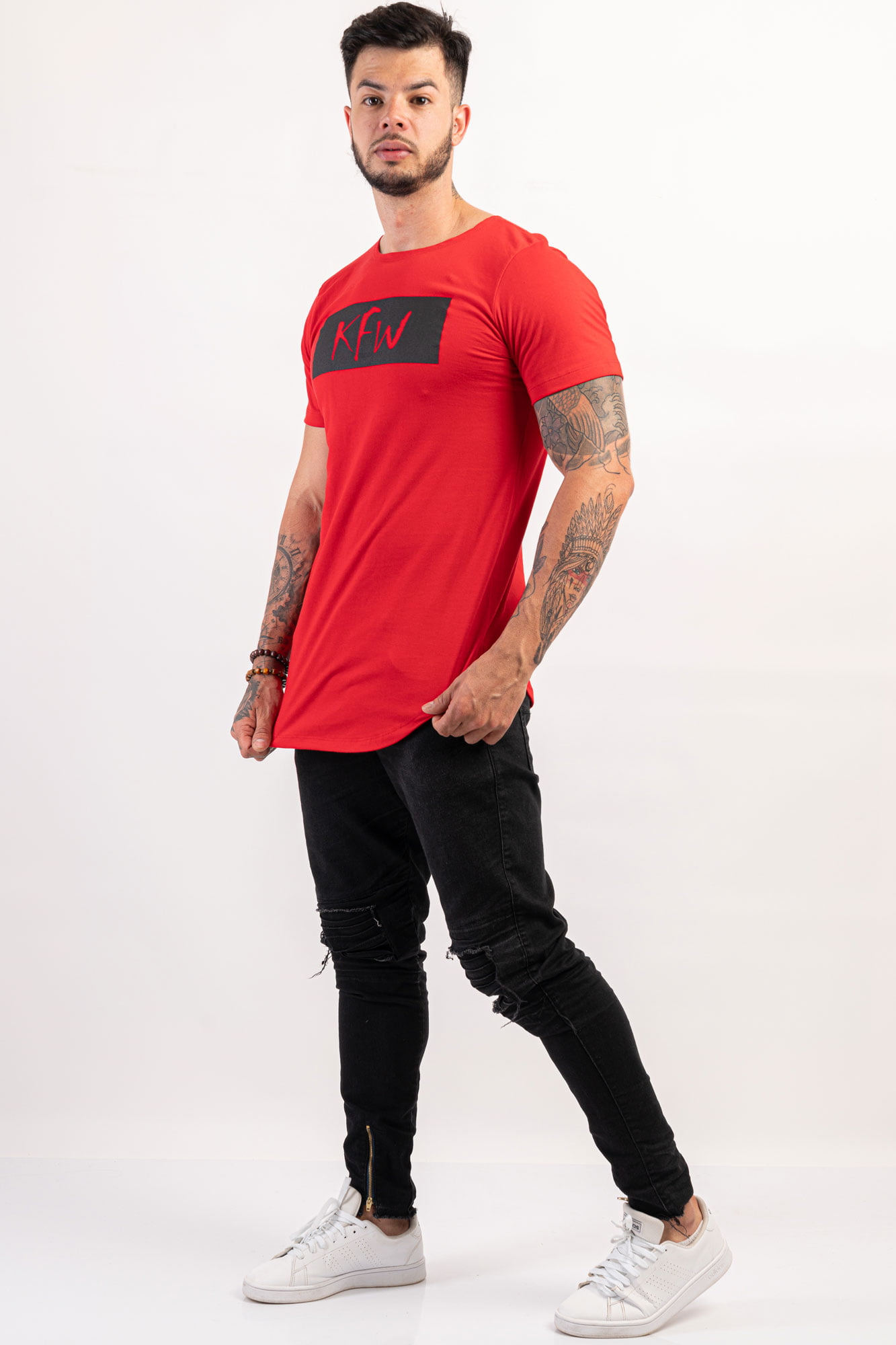 Camiseta Longline Masculina Preta Kfw - KFW STORE