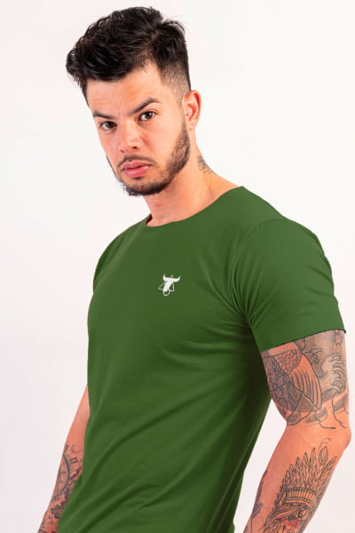 Camiseta Longline Masculina Verde Militar Totanka