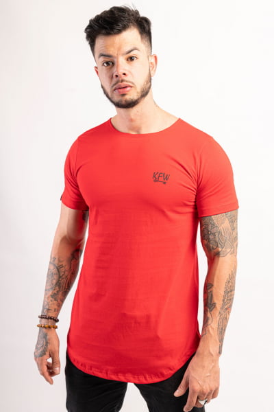 Camiseta Longline Masculina Vermelha Kfw